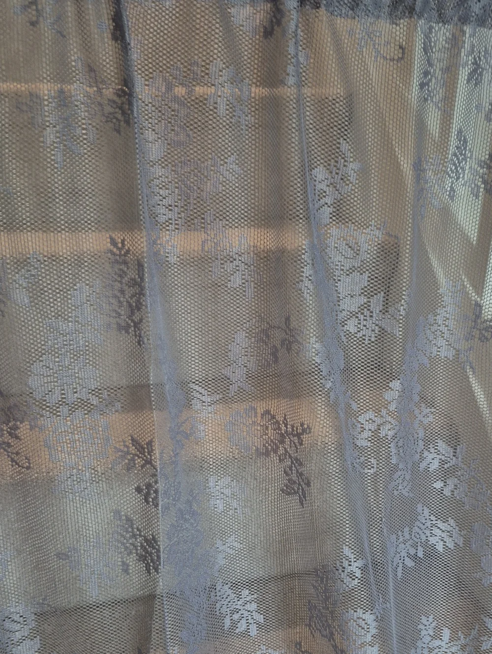 UrbanLotus Sheer Lace Floral Curtain Panel Silvery Gray 56x96